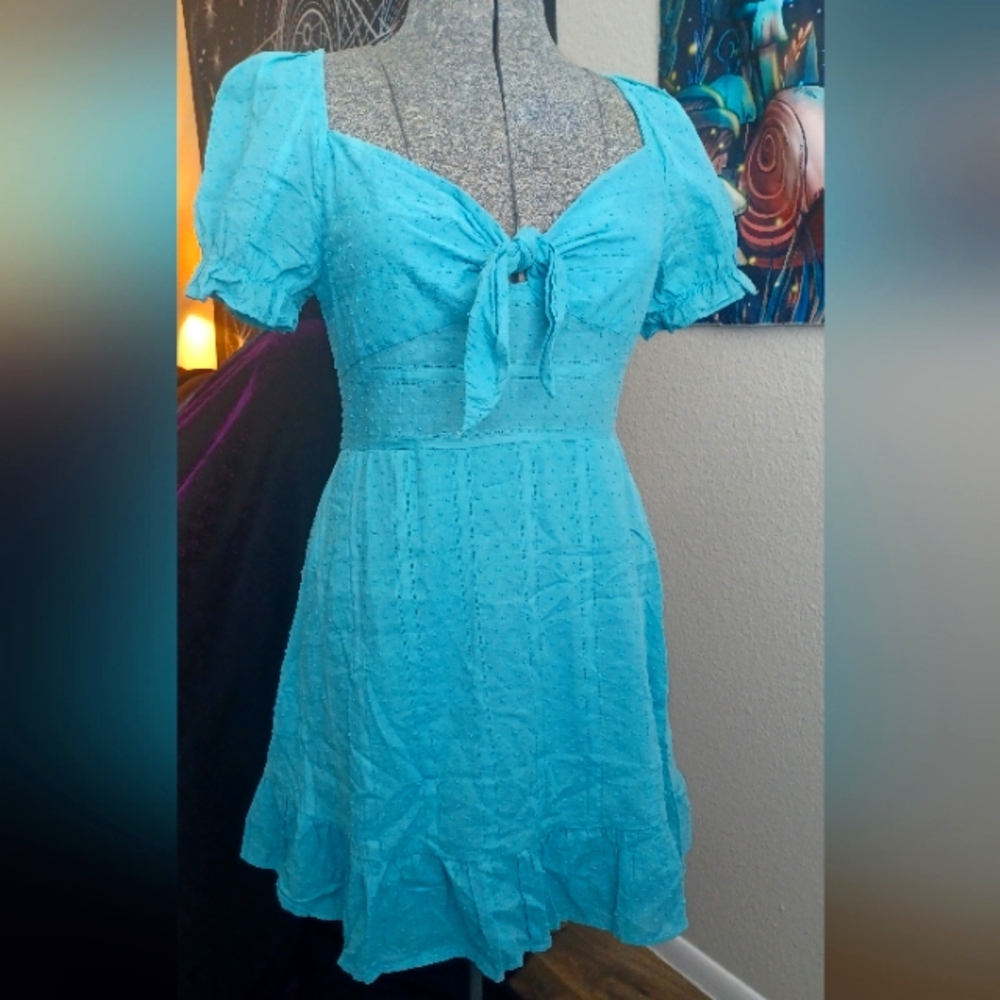 Light Blue Cotton Babydoll Dress